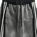 2-WAY lace wide denim training banding long pants (2 colors)
