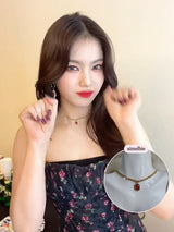 シティウーマンゴールドチェーンチョーカーネックレス / City Women Gold Chain Choker Necklace - Ruby Red