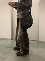 Blur washed balloon denim