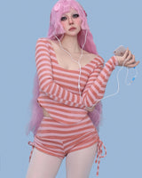 lilly striped shirring knit shorts (3color)