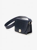 ISLE MINI CROC ショルダーレザーバッグ / Wani Navy