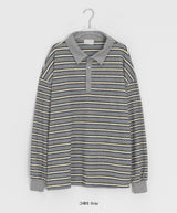[unisex] Mickens Waffle Stripe Collar Tee