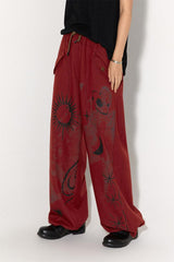 Retro printed loose casual pants