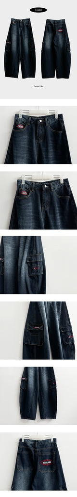 Right street pocket embroidery ワイドデニムパンツ