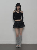 BUBBLE TUTU SKIRT PANTS BLACK