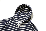 Striped Crop Hood Zipup (Navy)
