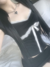 Hacken Ribbon Lace Top (black)
