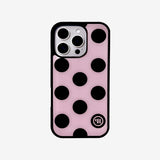 L ドット. (pinkblack) グラスバンパーiPhoneケース