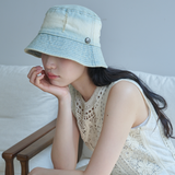 Vintage Bleaching Denim Bucket Hat (Light Blue Denim)