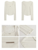 Square Lace Line Long Sleeve T-Shirt