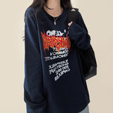 Venom Flame Lettering Reverse Printing Overfit Long Sleeve T-shirt