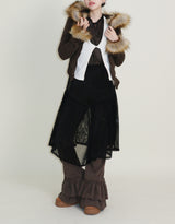 デッカウルフジョットフード付きファーニットジップアップジャケット (Wool Jacket)