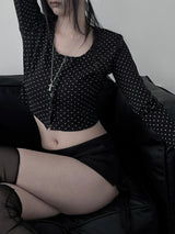 dot button cropped cardigan (2color)
