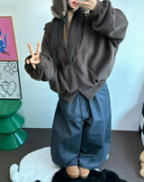 OVER BALLOON CURVE DENIM LONG PANTS 🖤💙2COLOR