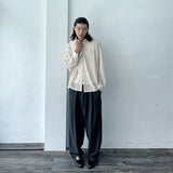 Textured Draped Wide Pants