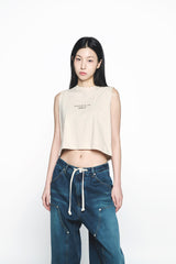 25SS ベーシックロゴウーマンクロップスリーブレス ダークベージュ