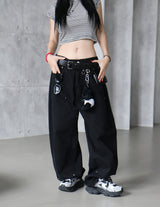 [UNISEX] カーペンターブラックデニムワイドパンツ