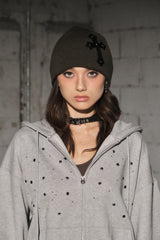 cross beanie (khaki)