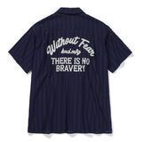 dustin chain stitch bowling shirt navy