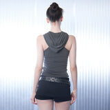 Hole Sleeveless Hoodie [Khaki]