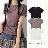 Daily💭Basic Spandex V-Neck Round Neck Short Sleeve Tee (6 colors)