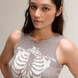 Floral Bone Sleeveless Gray