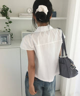 Way Collar Neck Cap Sleeve Short Sleeve Blouse Summer Jacket 2 Colors