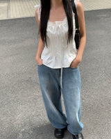 Lace pintuck blouse