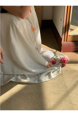 Mobile flower sleeveless long dress