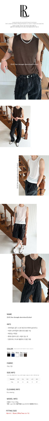 [S/S] See through sleeveless (5color)