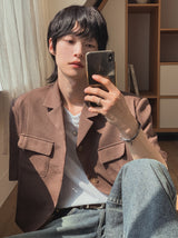Summer rubbing linen crop jacket