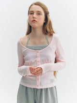 Halter Button T-Shirt (Pink)