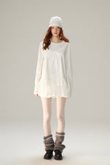 Sweet & Cool Lace Accent Ribbon Point Long T-Shirt