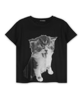 キトゥンハーフトーンTシャツ_ブラック