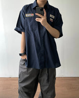 Temple linen short-sleeved shirt