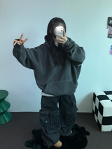ヒップカーゴブラックジーンデニムワイドオーバーヒップデニム🩶🖤