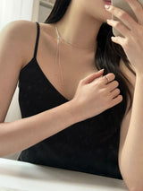 [2 color] ribbon slide snake rope necklace