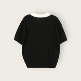ASCLO Twist Open Collar Short Sleeve Knit (3color)