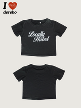 Short-sleeved cropped T-shirt with coloring lettering