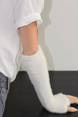 FUR KNIT ARM WARMERS / IVORY
