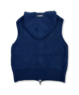 D Logo Star Stud Knit Hood ZIip Vest_Navy