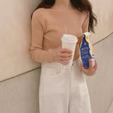 Miu Lip Neck V-Neck Long Sleeve Knitwear