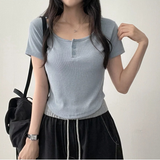Deemo span button short sleeve tee