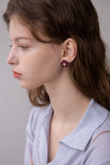 Wine and rose flower knit earring