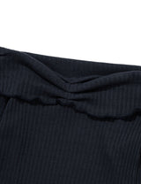 ASYMMETRIC RIB OFF-SHOULDER TEE(NAVY)
