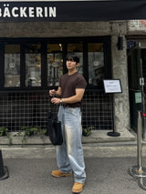 マッスルショルダーリブ半袖Tシャツ