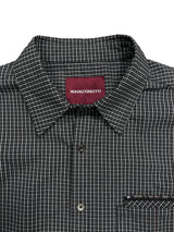ファインチェック ロゴ スクエアラベル シルバーステッチ カラージップ シャツ