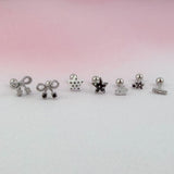 [SET] キッチ ドット スター リボン ピアス