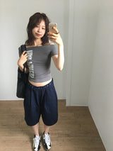 Happy Off Shoulder T-Shirt (2color)