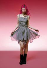  STUDDED GODET DRESS (GRAY)